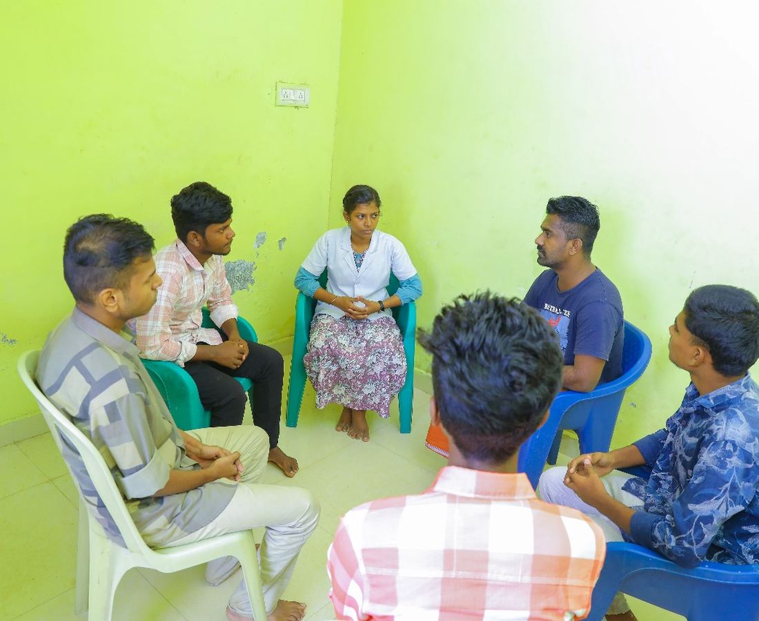 A group counselling session at the Dunamis centre in Madurai
