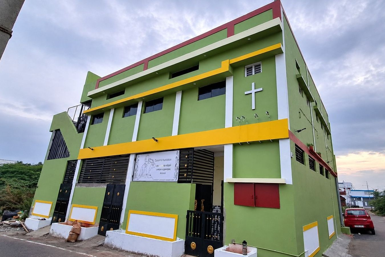 The Dunamis de-addiction and psychiatric care centre in Vilangudi, Madurai, seen from the street corner